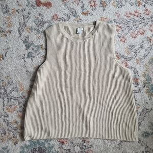 J. Crew Cream Ribbed Knit Sleeveless Sweater Top